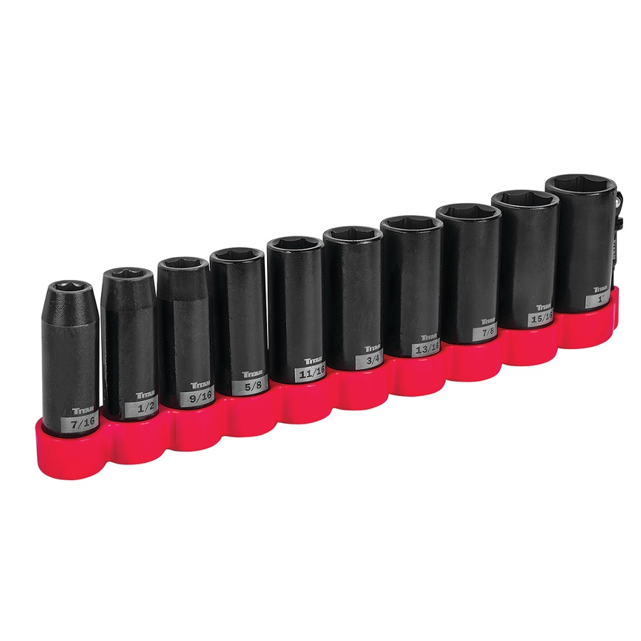 Titan™ 1/2" 6-Point Deep Impact Socket Set - SAE